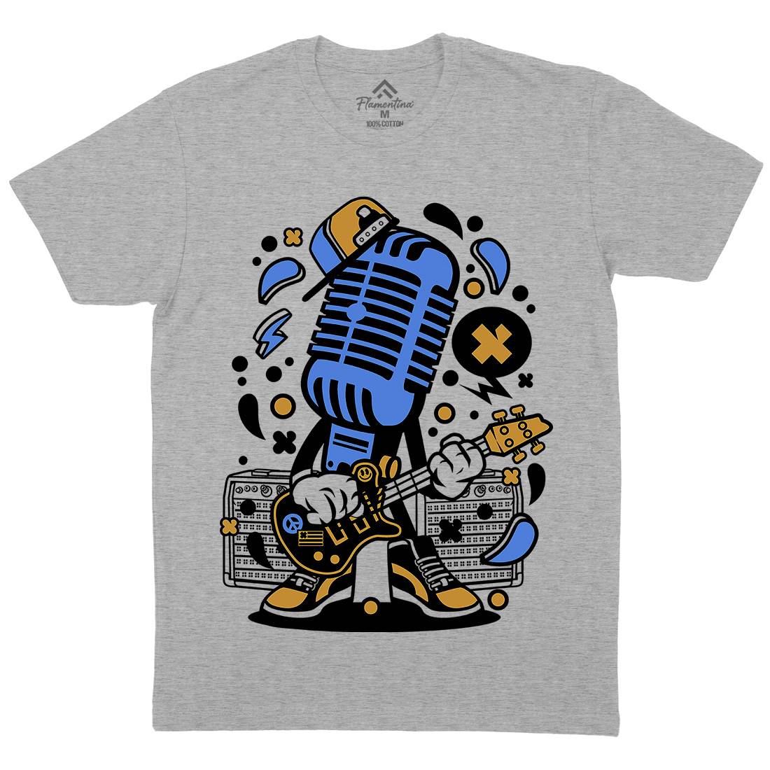 Microphone Rocker Mens Crew Neck T-Shirt Music C170