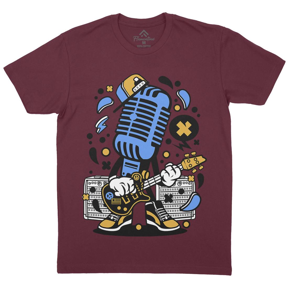 Microphone Rocker Mens Organic Crew Neck T-Shirt Music C170