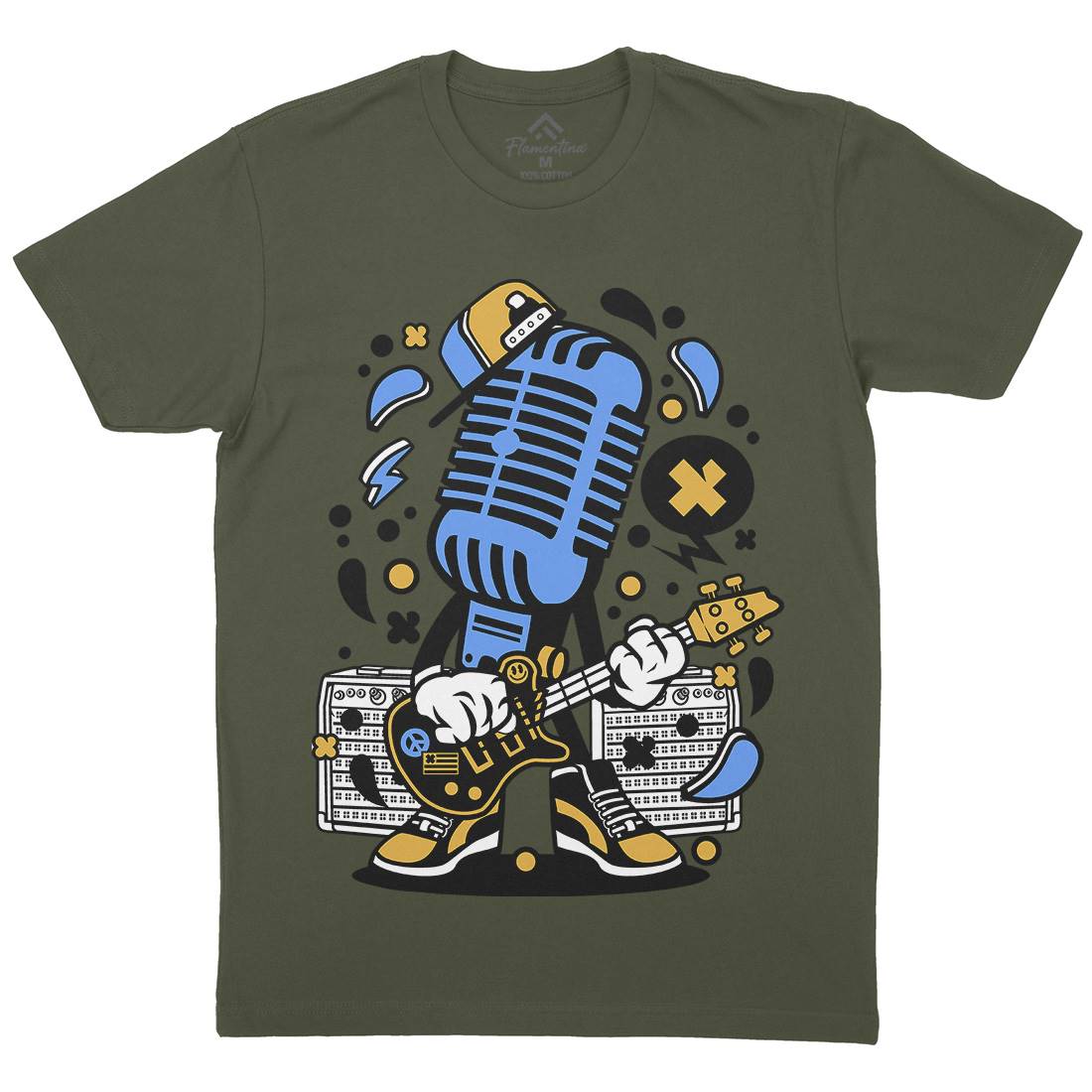 Microphone Rocker Mens Crew Neck T-Shirt Music C170