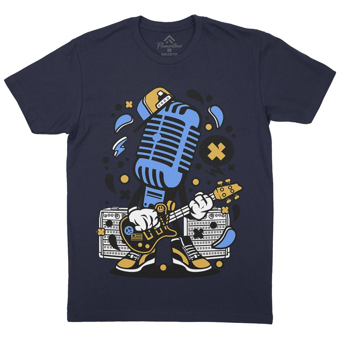 Microphone Rocker Mens Organic Crew Neck T-Shirt Music C170