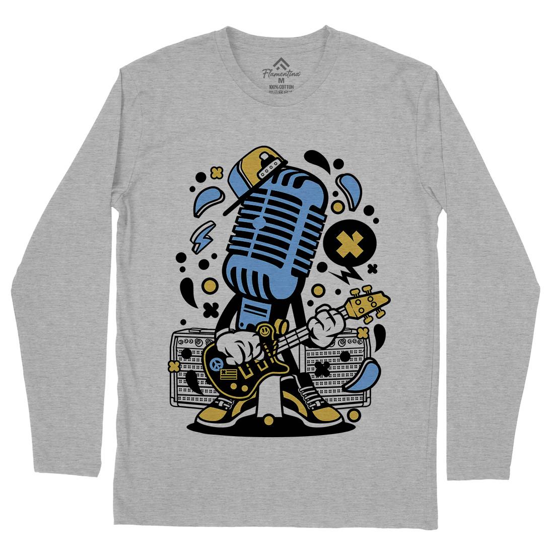 Microphone Rocker Mens Long Sleeve T-Shirt Music C170