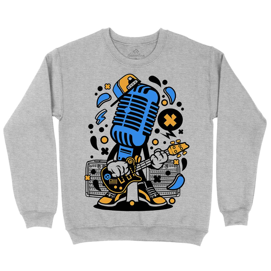 Microphone Rocker Mens Crew Neck Sweatshirt Music C170