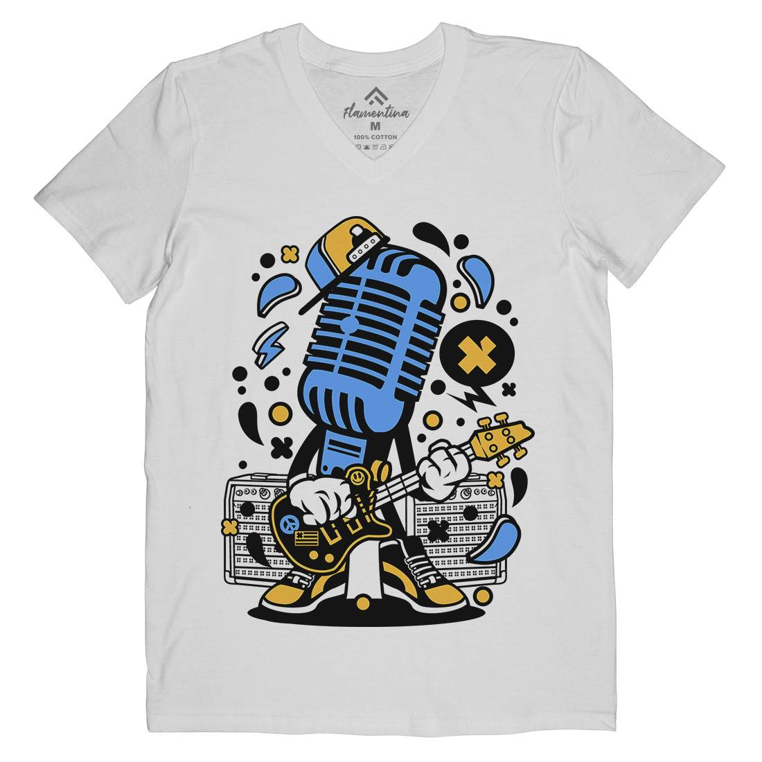 Microphone Rocker Mens V-Neck T-Shirt Music C170