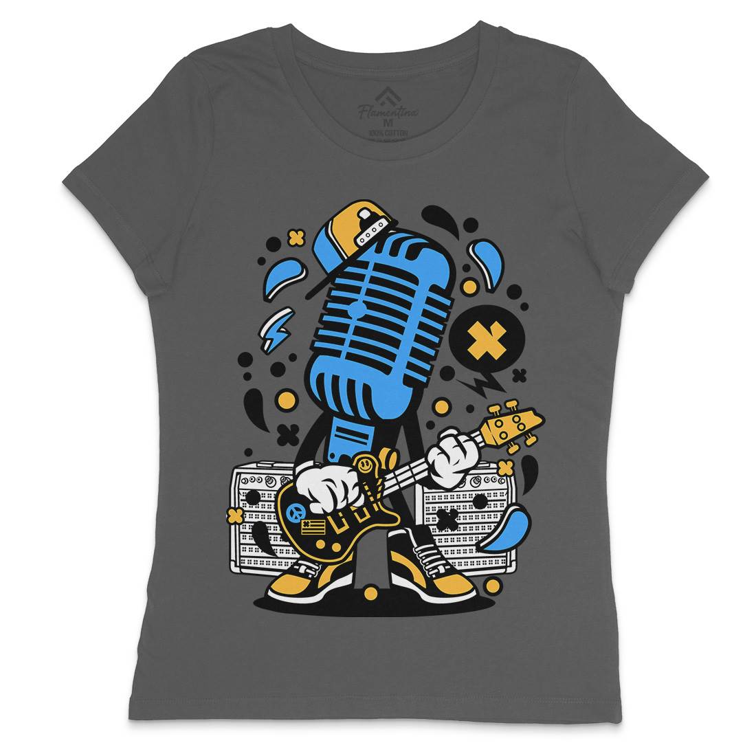 Microphone Rocker Womens Crew Neck T-Shirt Music C170