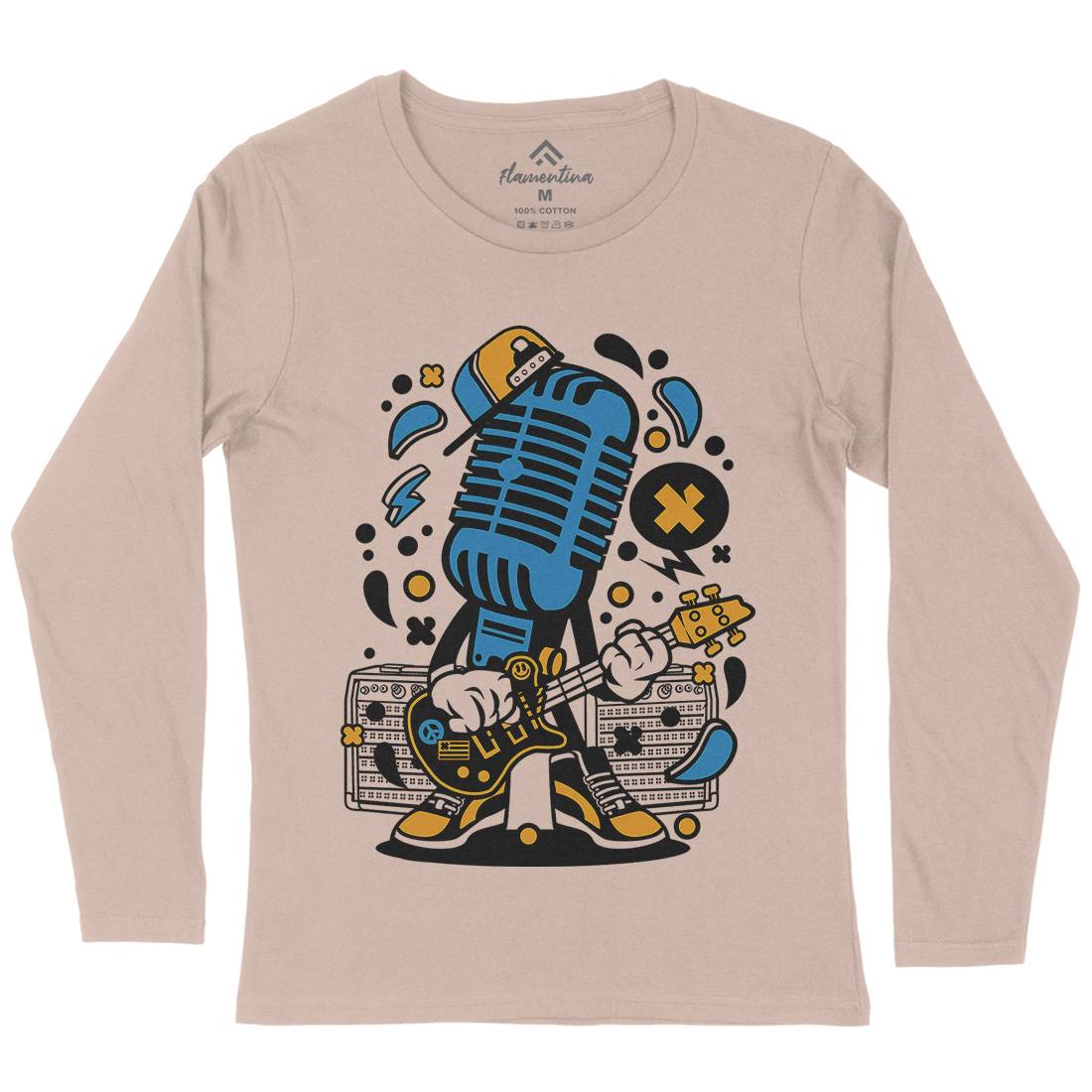 Microphone Rocker Womens Long Sleeve T-Shirt Music C170