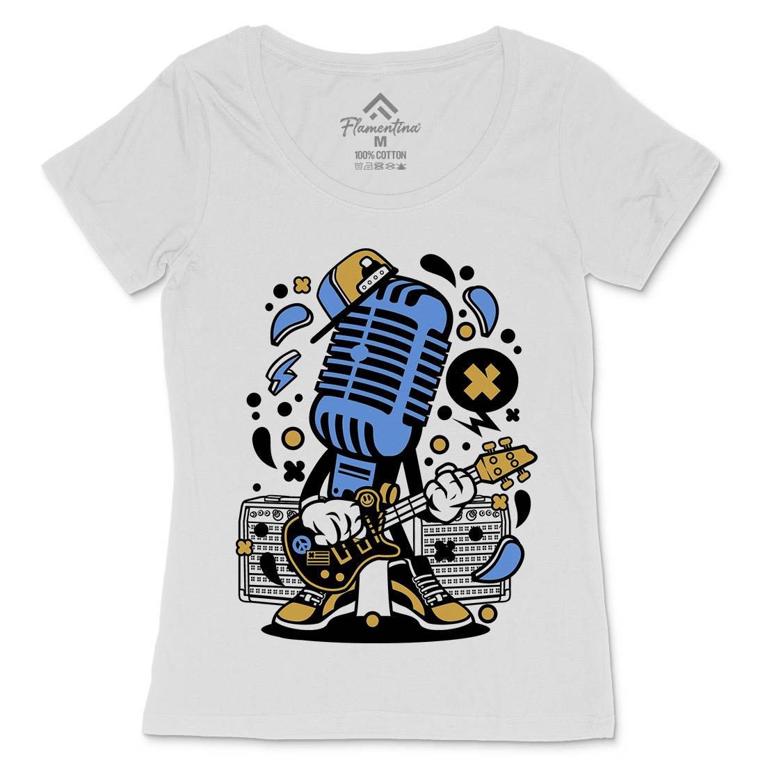 Microphone Rocker Womens Scoop Neck T-Shirt Music C170