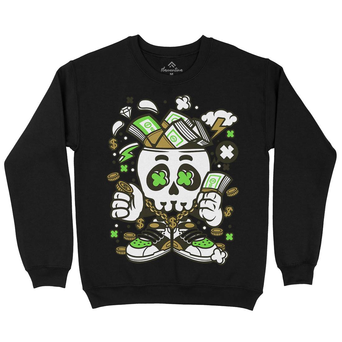 Money Skull Kids Crew Neck Sweatshirt Retro C172