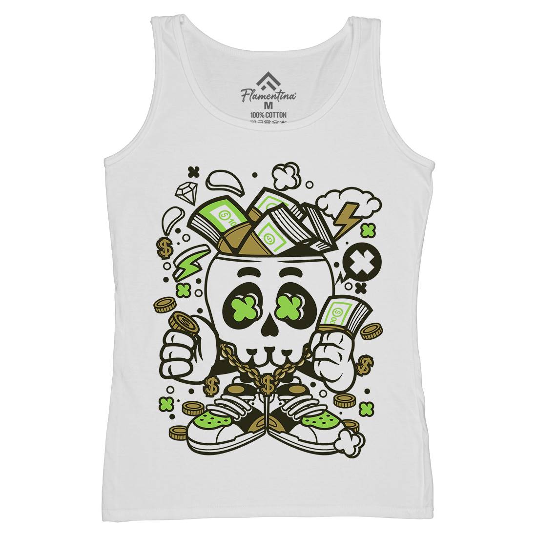 Money Skull Womens Organic Tank Top Vest Retro C172