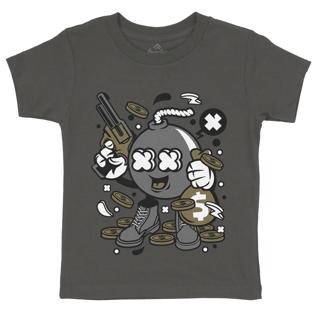 Money Takers Bomb Kids Crew Neck T-Shirt Retro C173