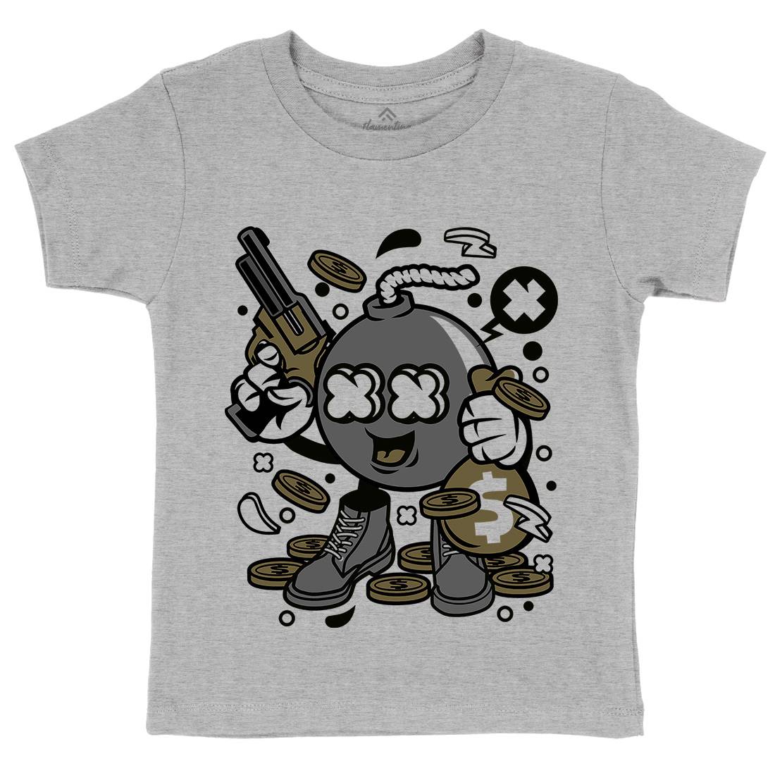 Money Takers Bomb Kids Organic Crew Neck T-Shirt Retro C173