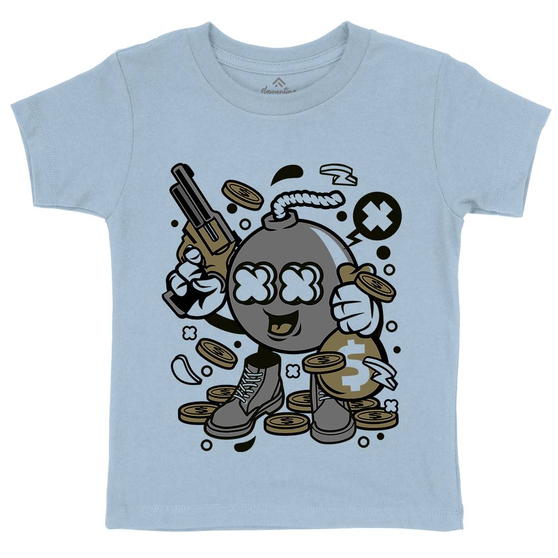 Money Takers Bomb Kids Crew Neck T-Shirt Retro C173