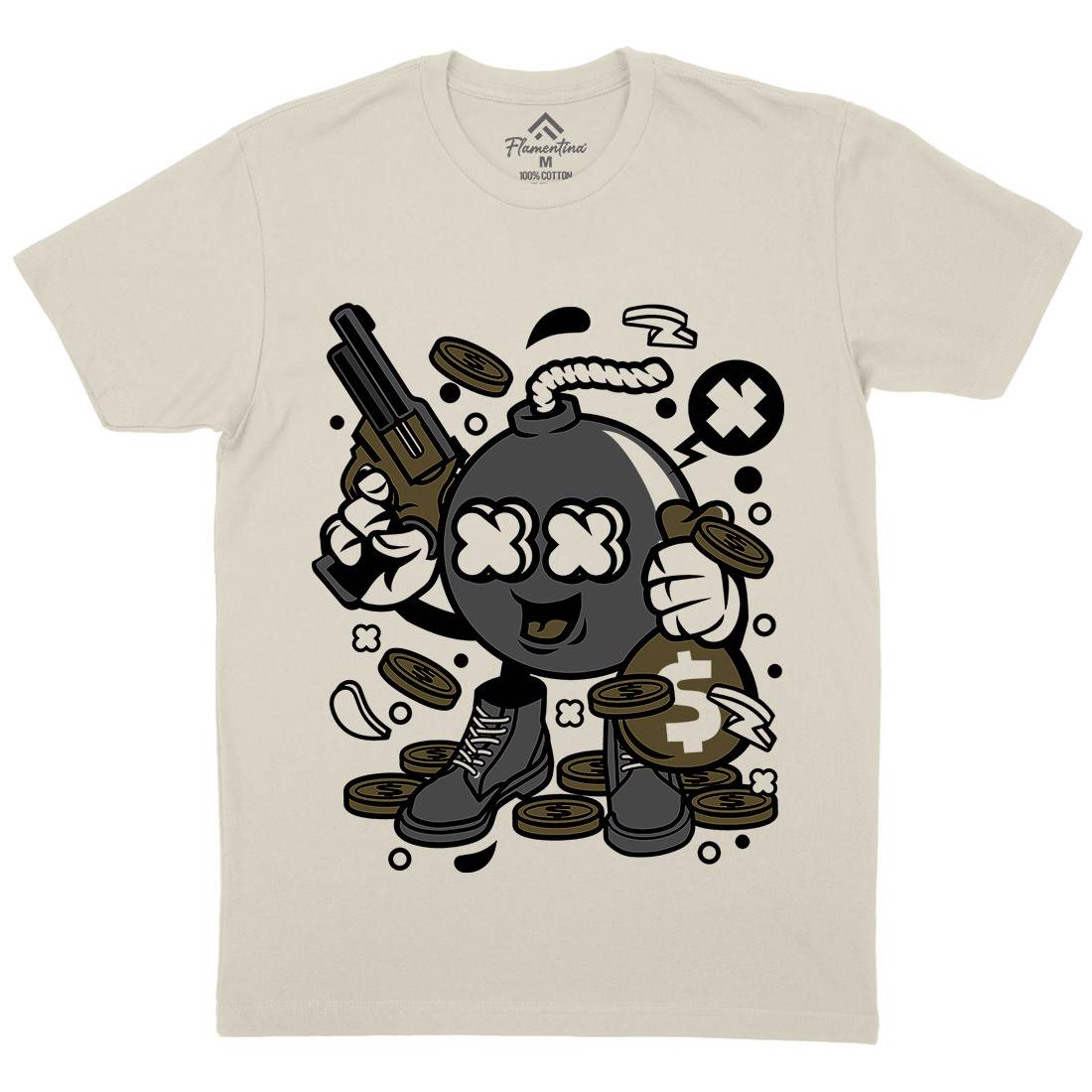 Money Takers Bomb Mens Organic Crew Neck T-Shirt Retro C173