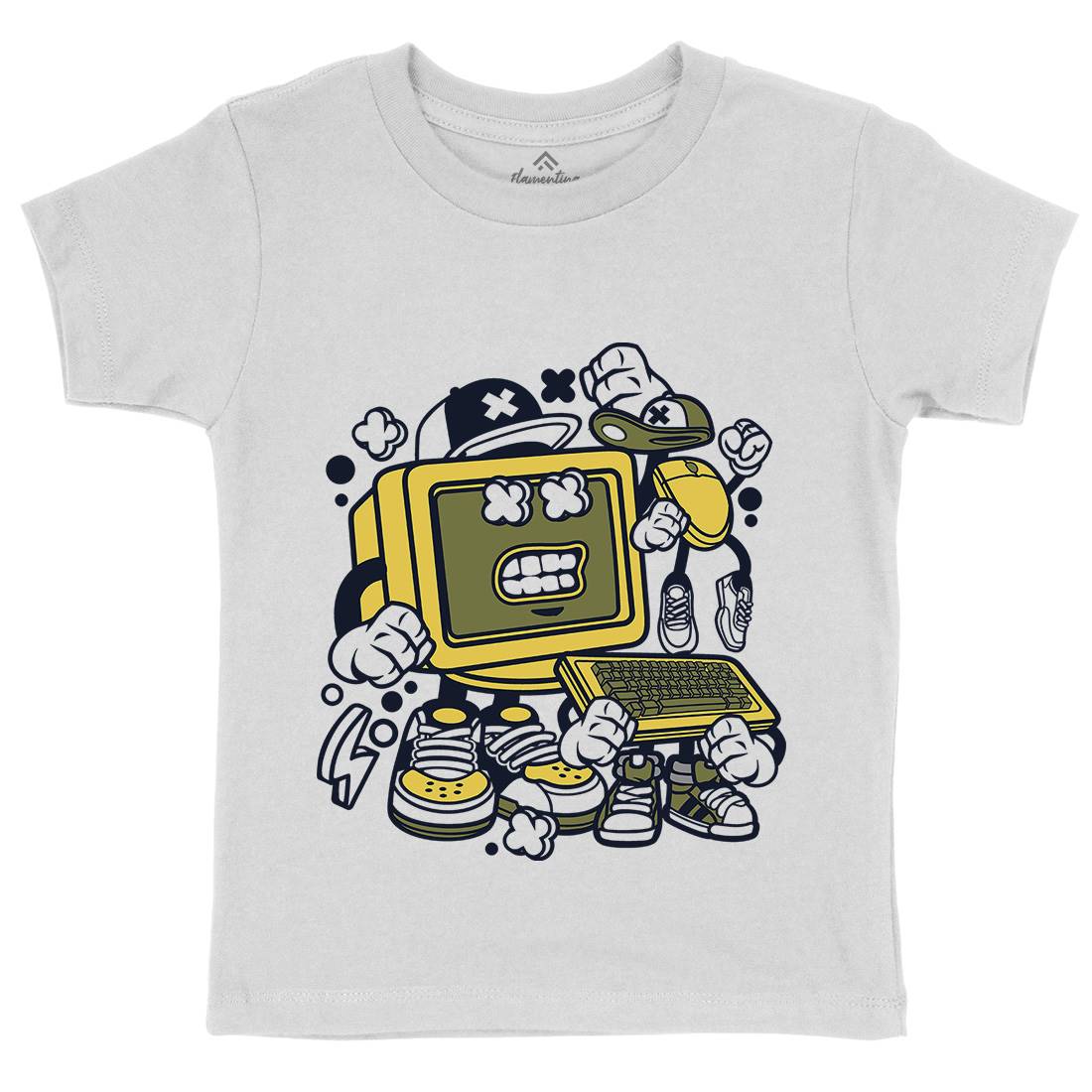 Old Computer Kids Organic Crew Neck T-Shirt Geek C177