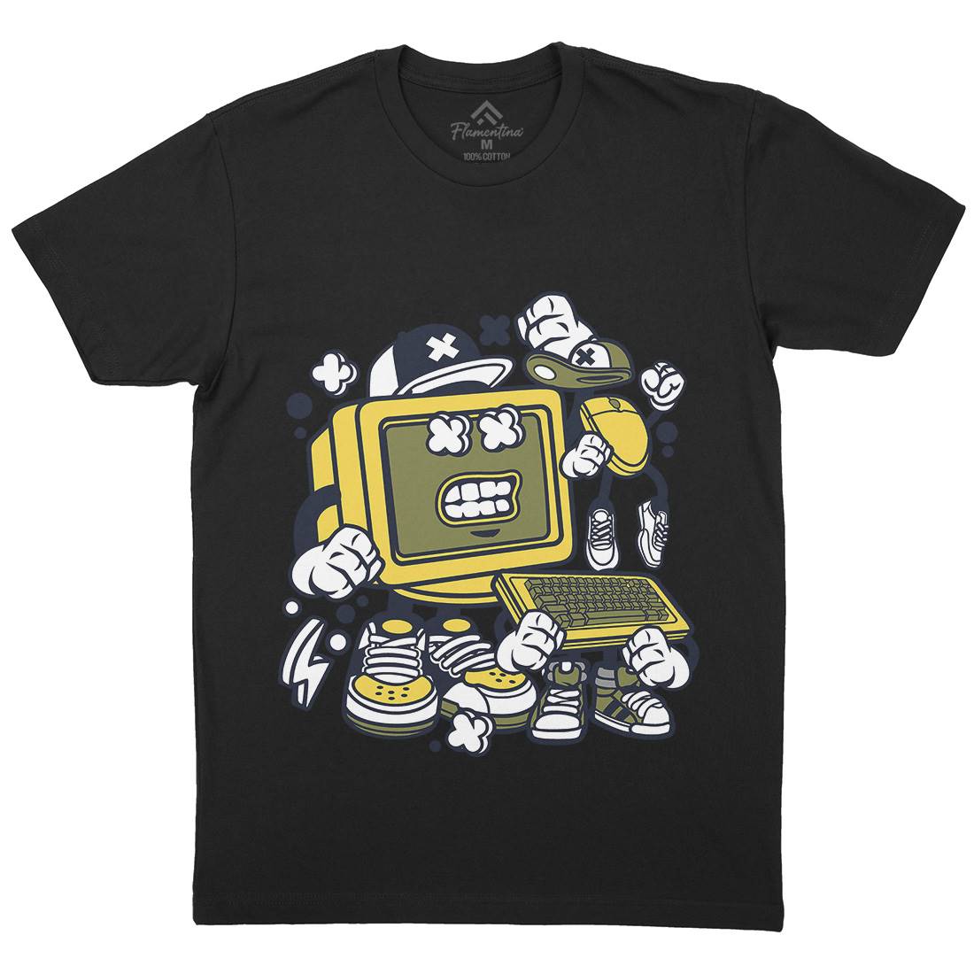 Old Computer Mens Organic Crew Neck T-Shirt Geek C177