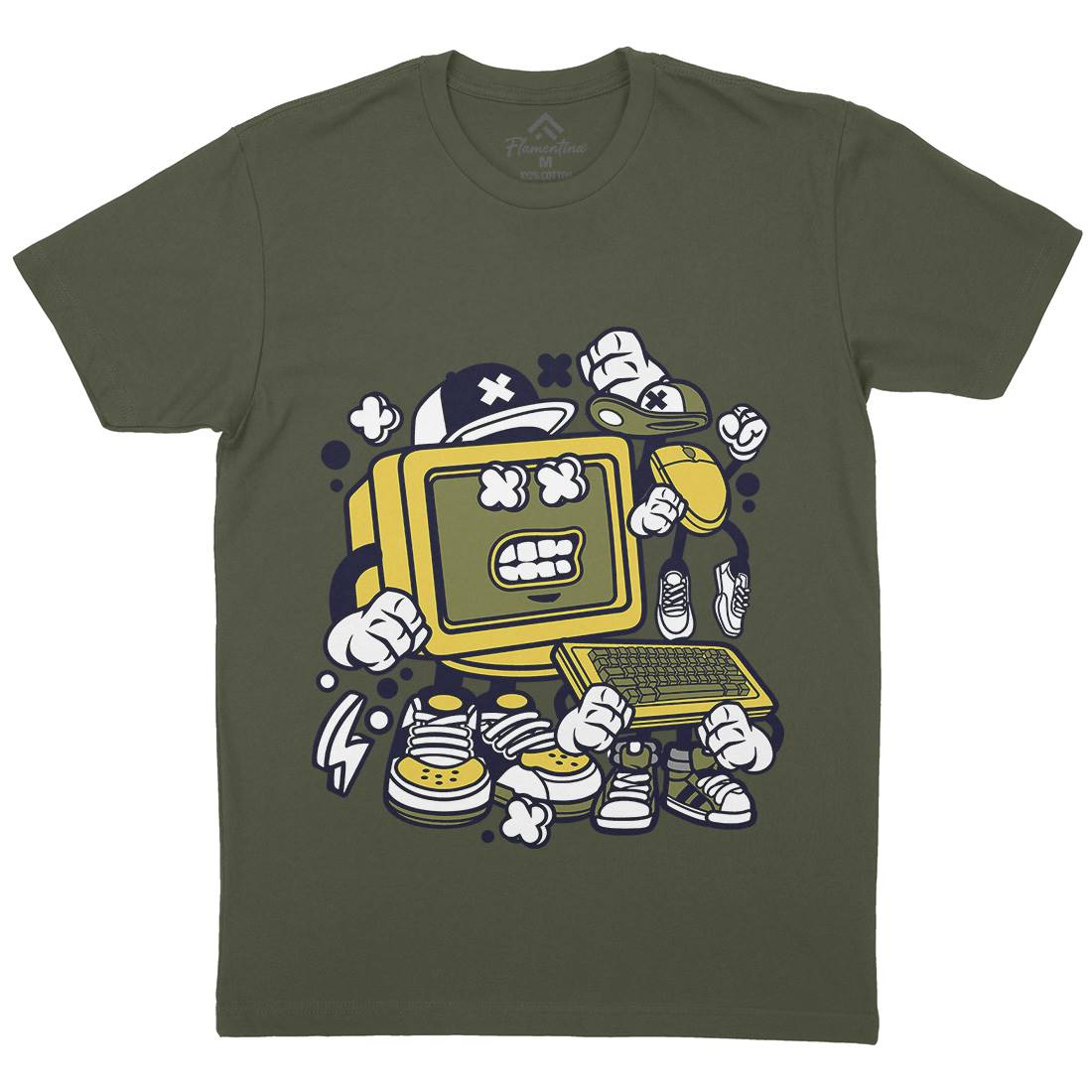 Old Computer Mens Organic Crew Neck T-Shirt Geek C177