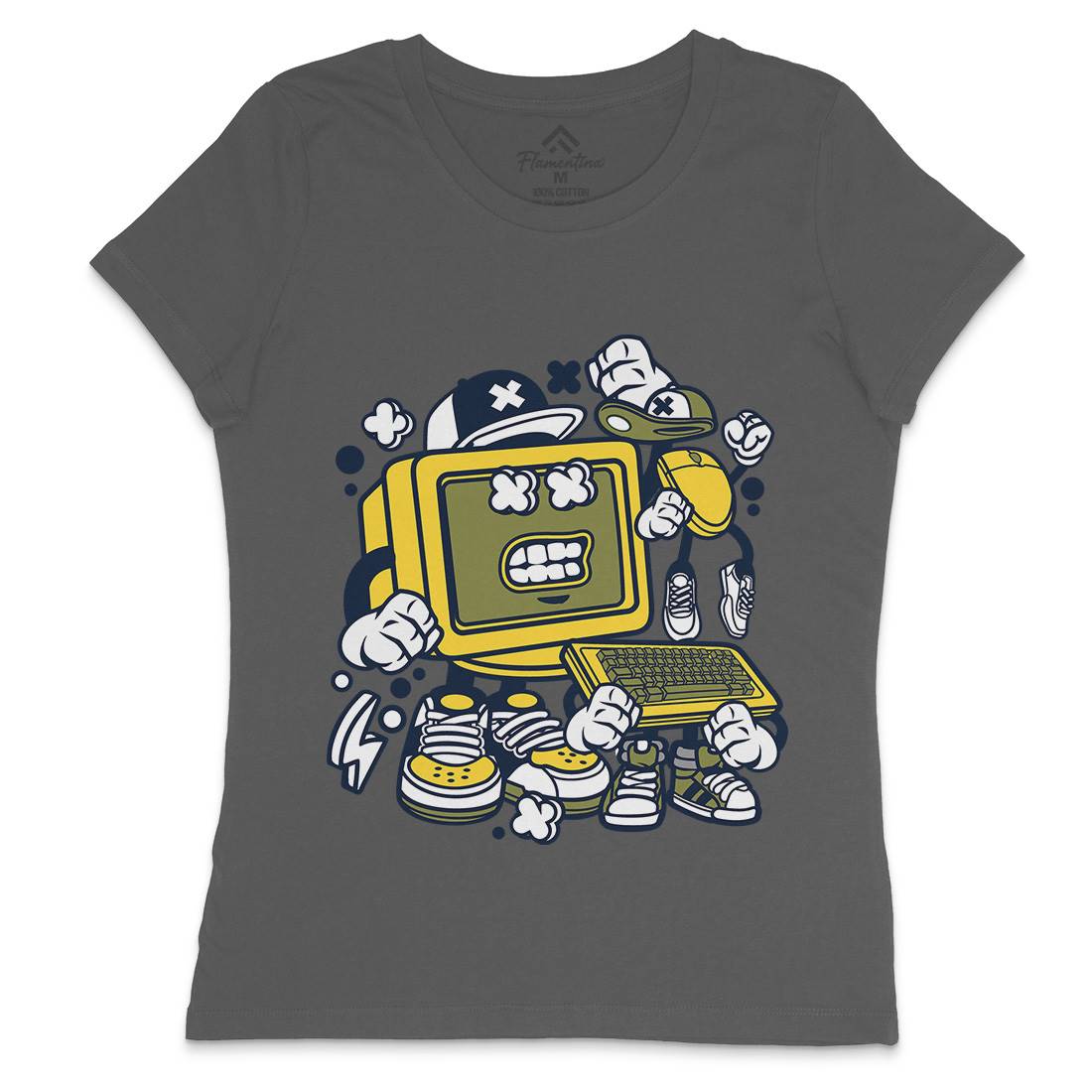 Old Computer Womens Crew Neck T-Shirt Geek C177