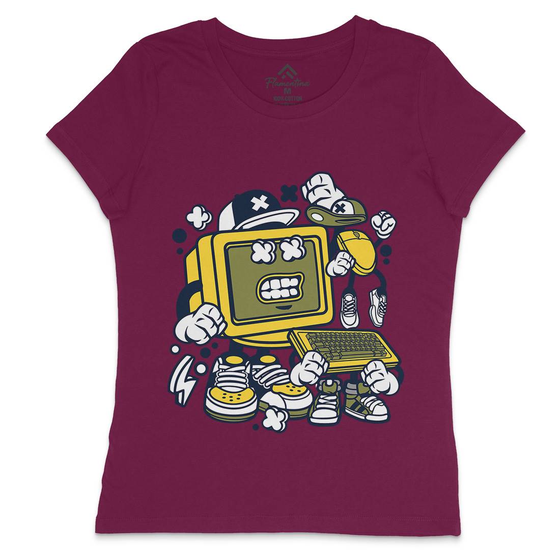 Old Computer Womens Crew Neck T-Shirt Geek C177