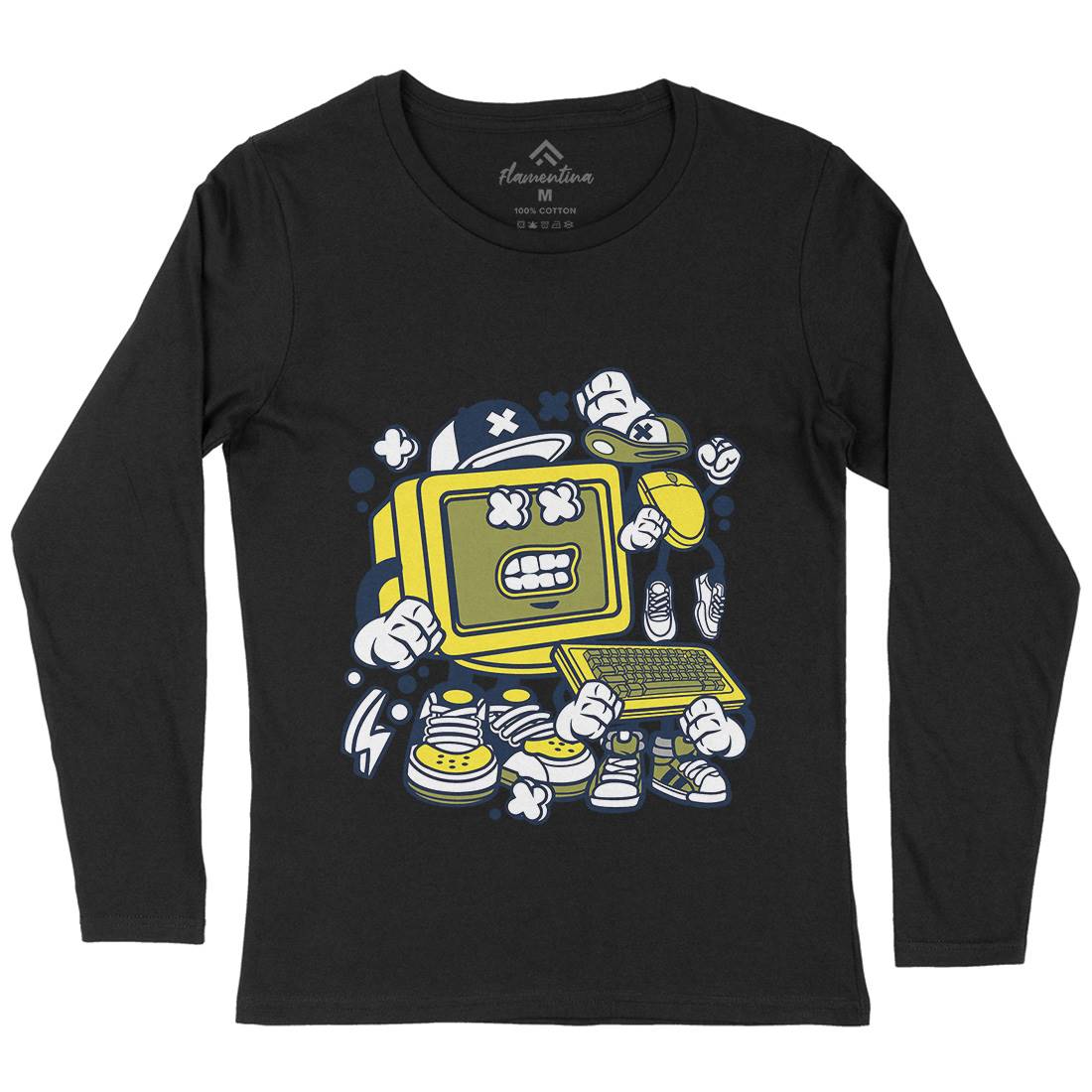 Old Computer Womens Long Sleeve T-Shirt Geek C177