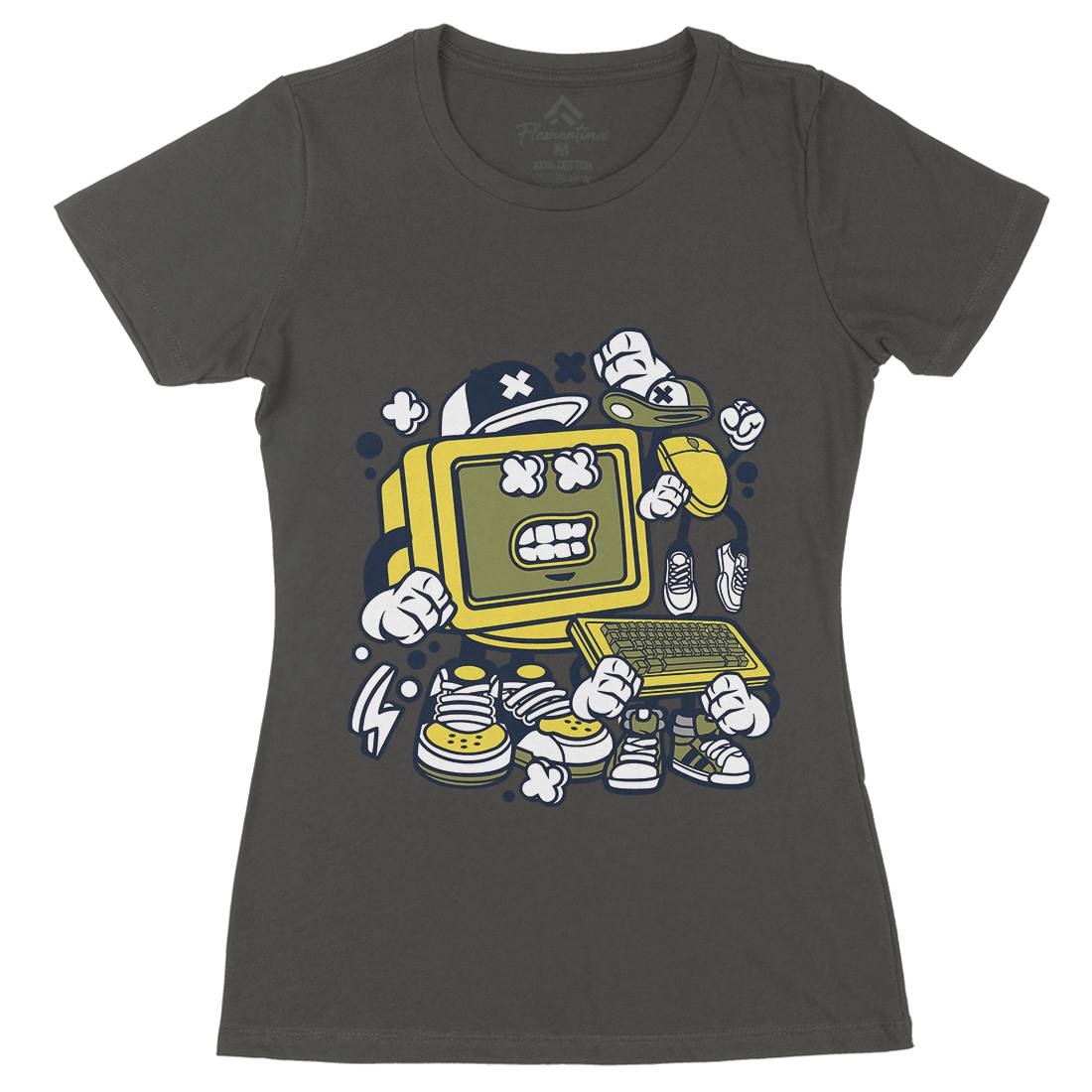 Old Computer Womens Organic Crew Neck T-Shirt Geek C177