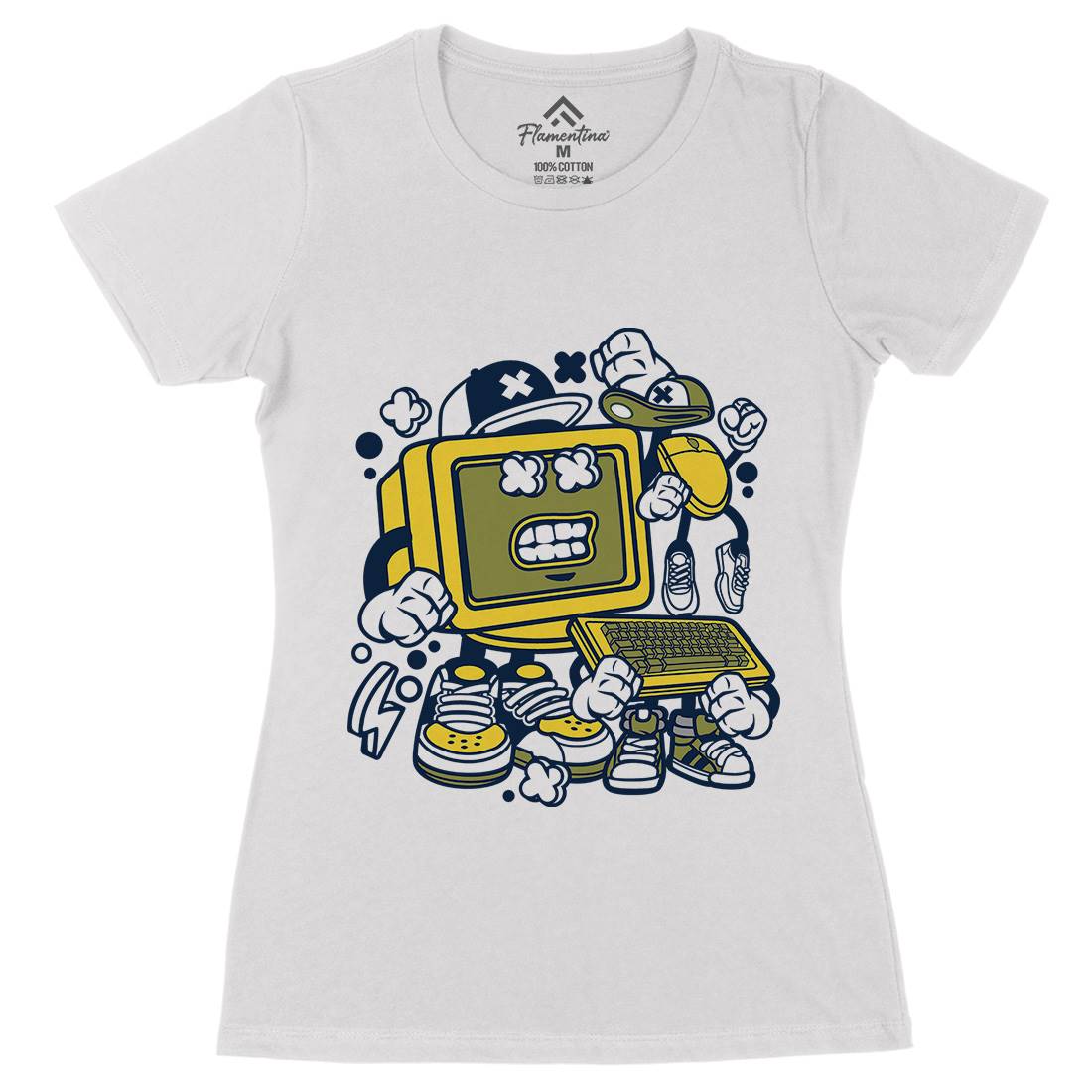 Old Computer Womens Organic Crew Neck T-Shirt Geek C177