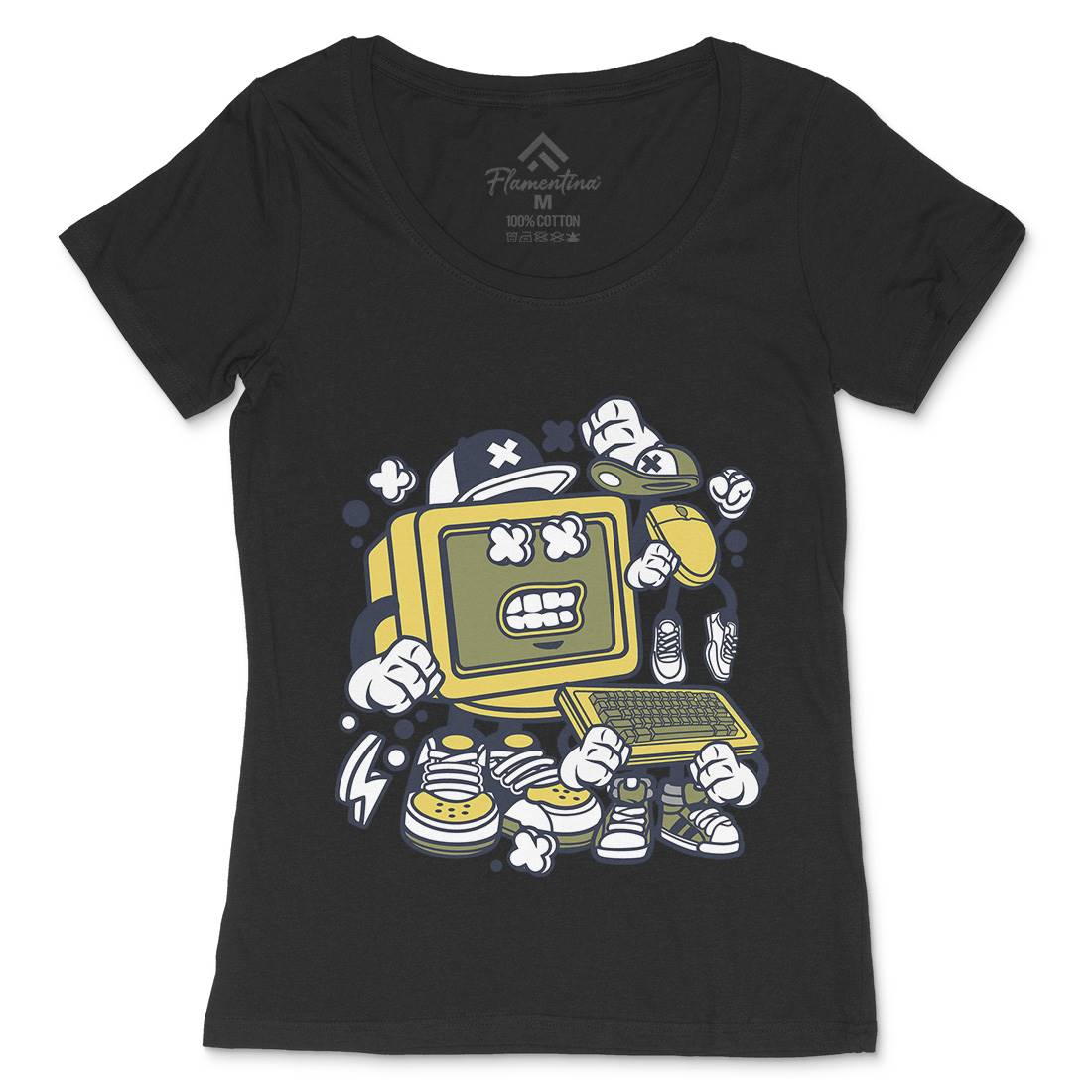 Old Computer Womens Scoop Neck T-Shirt Geek C177