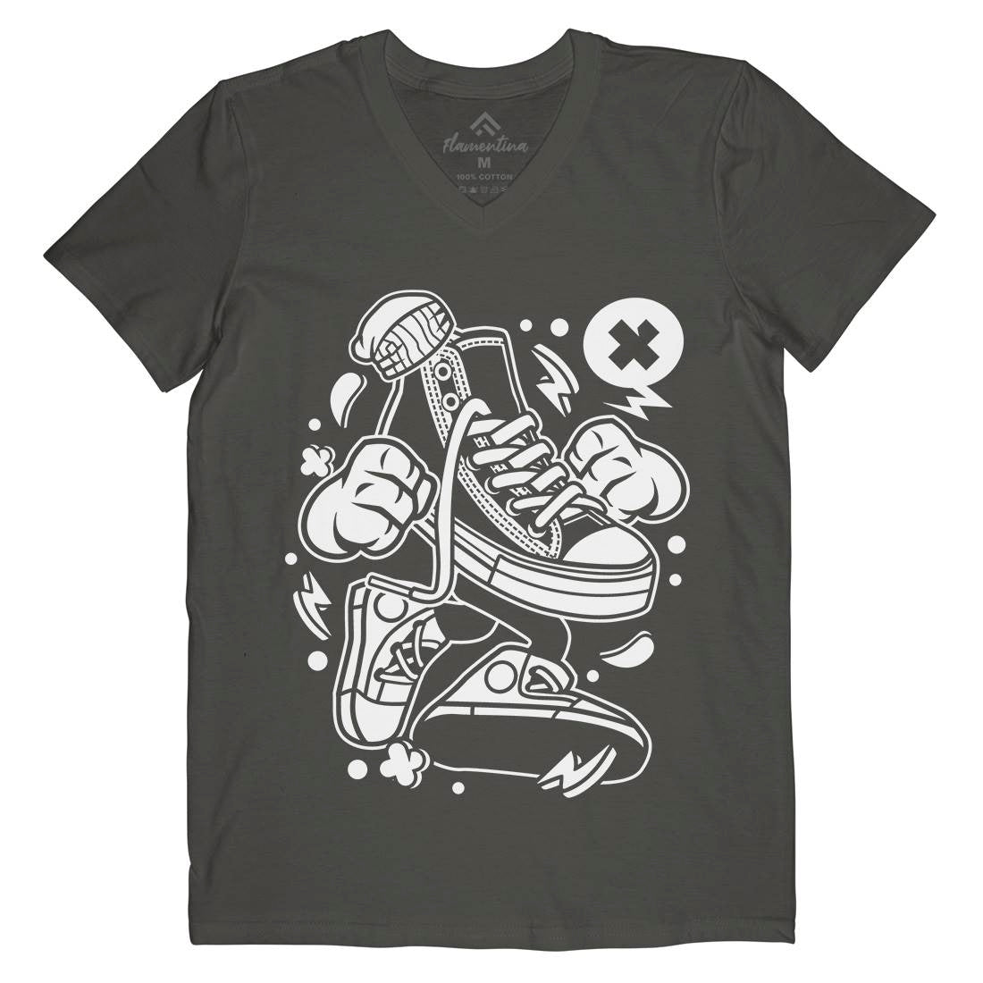 Oldschool Shoe Mens V-Neck T-Shirt Retro C178