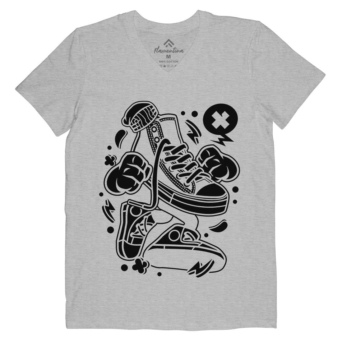 Oldschool Shoe Mens Organic V-Neck T-Shirt Retro C178