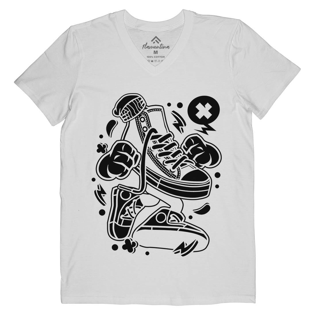 Oldschool Shoe Mens Organic V-Neck T-Shirt Retro C178