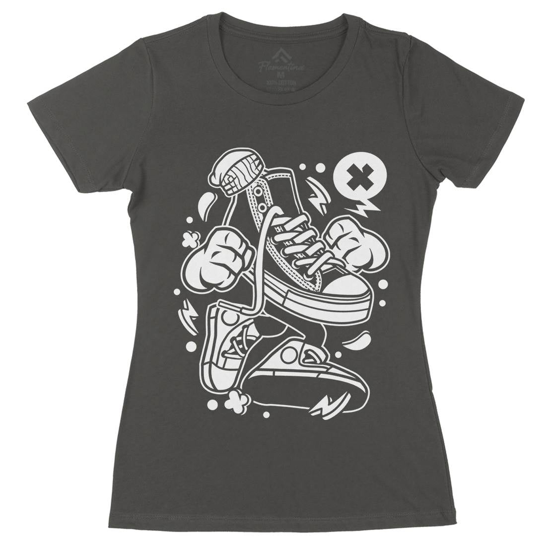 Oldschool Shoe Womens Organic Crew Neck T-Shirt Retro C178