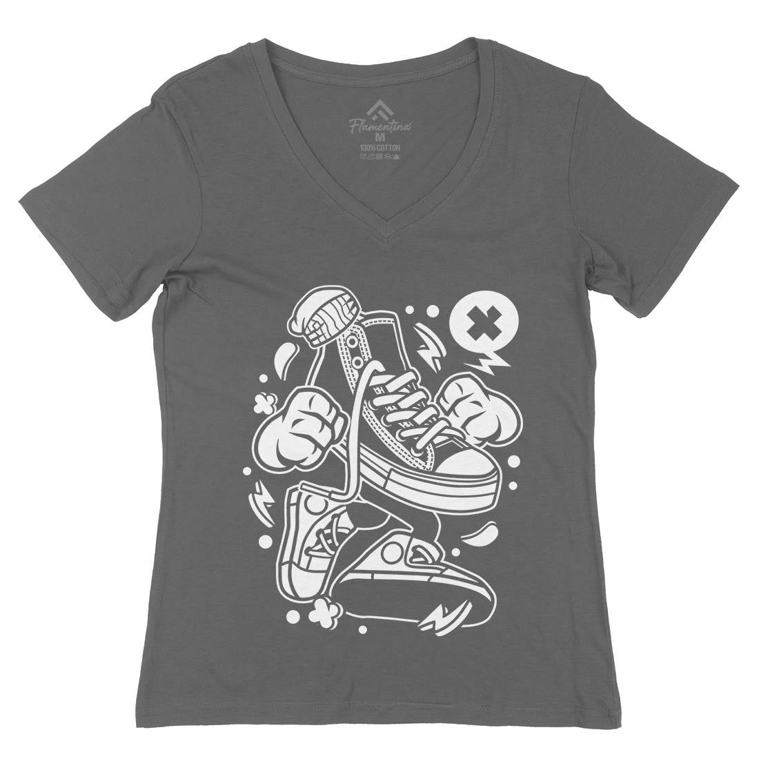 Oldschool Shoe Womens Organic V-Neck T-Shirt Retro C178