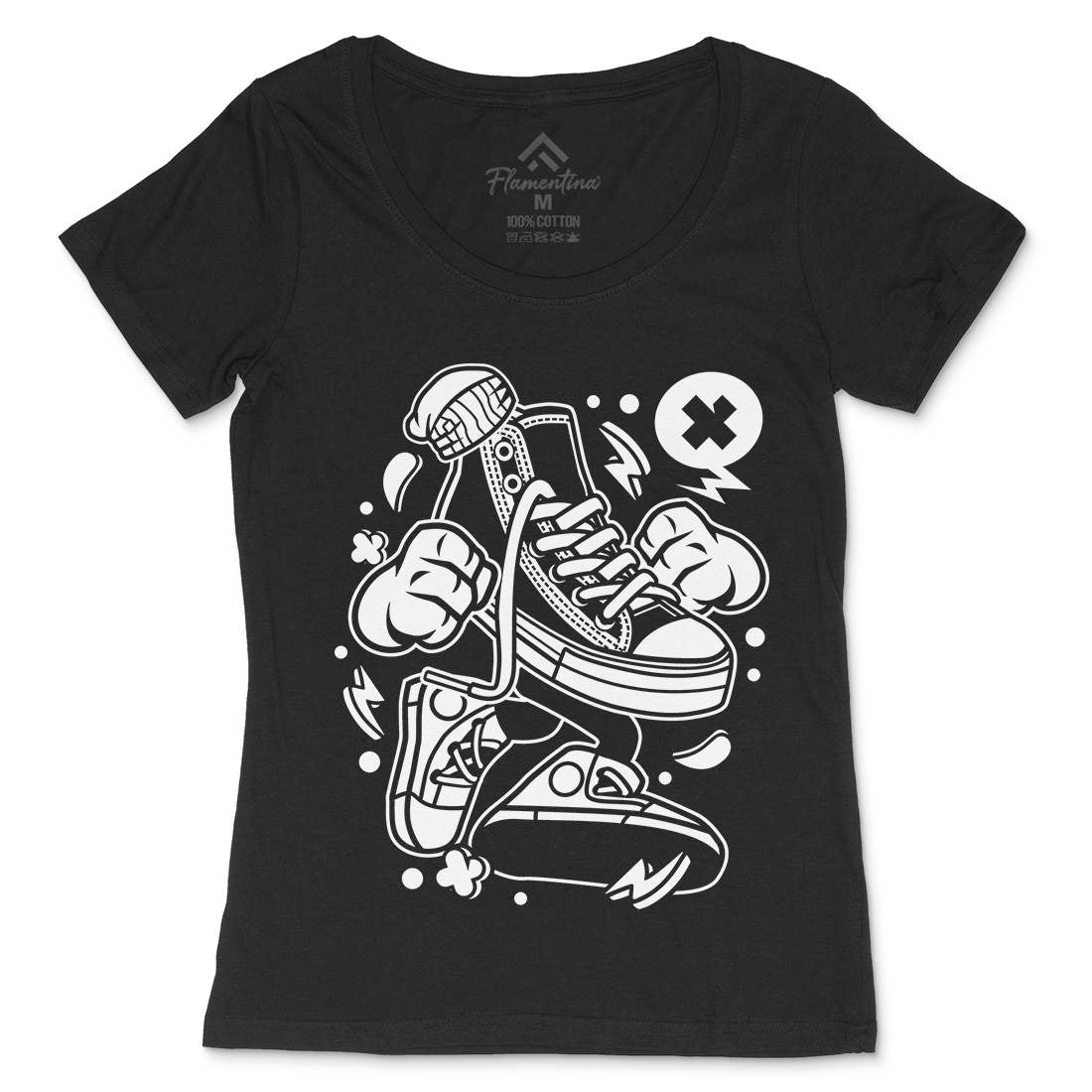 Oldschool Shoe Womens Scoop Neck T-Shirt Retro C178