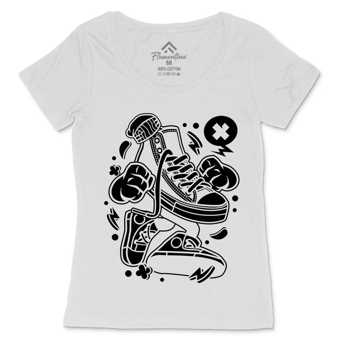 Oldschool Shoe Womens Scoop Neck T-Shirt Retro C178