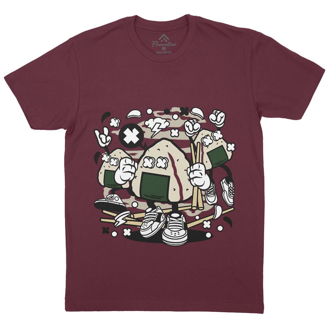 Onigiri Mens Organic Crew Neck T-Shirt Food C179