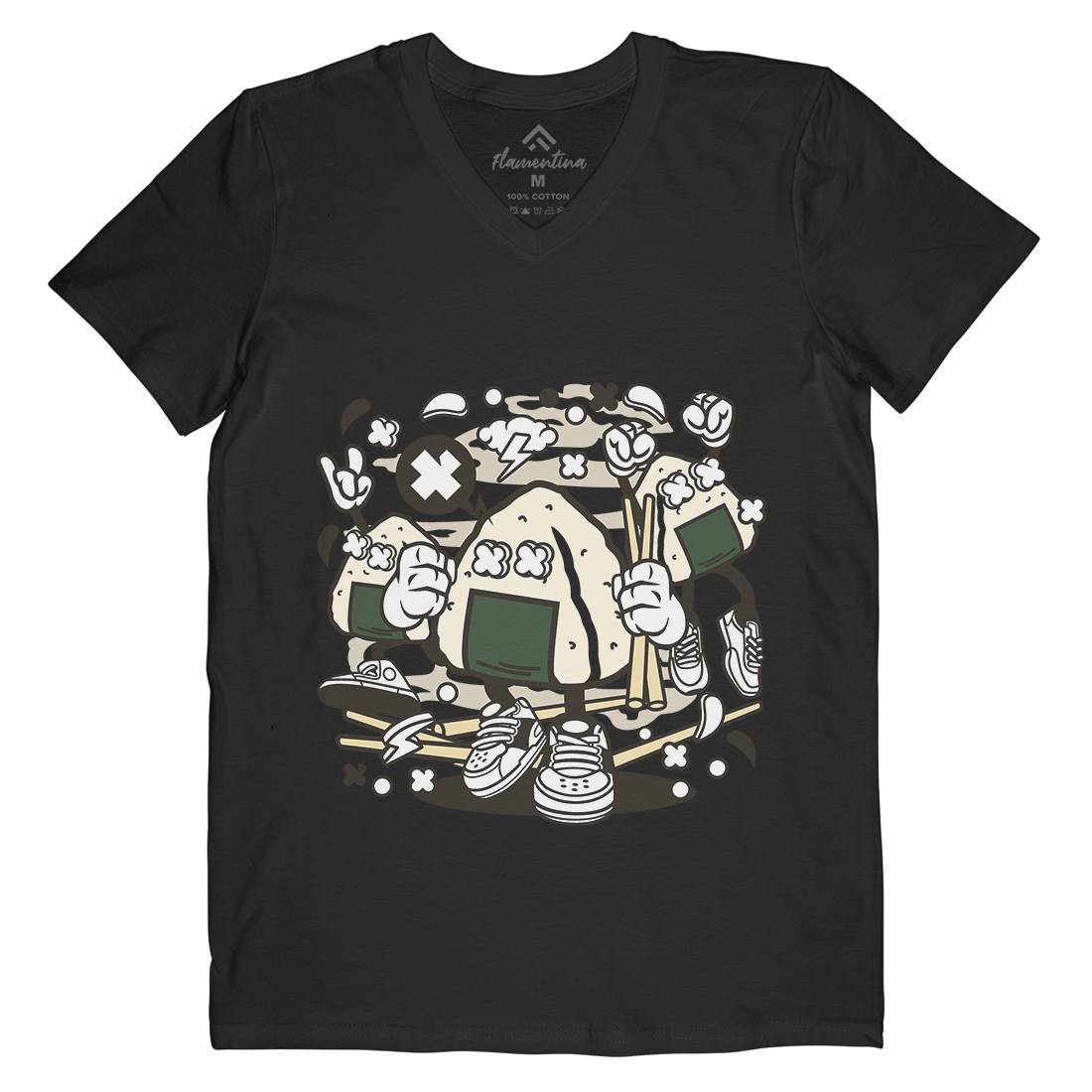 Onigiri Mens V-Neck T-Shirt Food C179