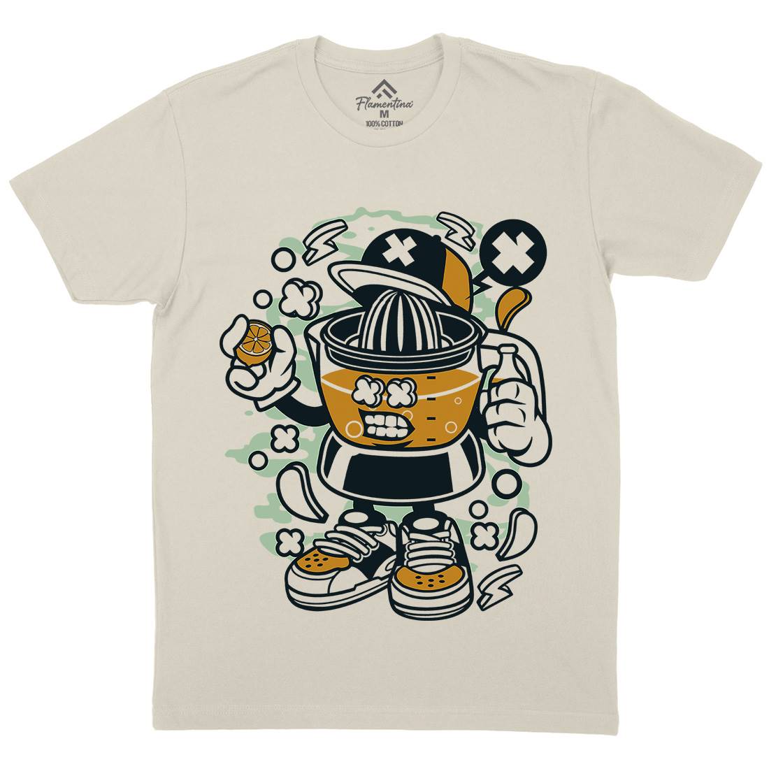 Orange Squeezer Mens Organic Crew Neck T-Shirt Food C180