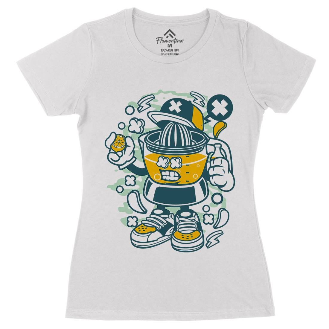 Orange Squeezer Womens Organic Crew Neck T-Shirt Food C180