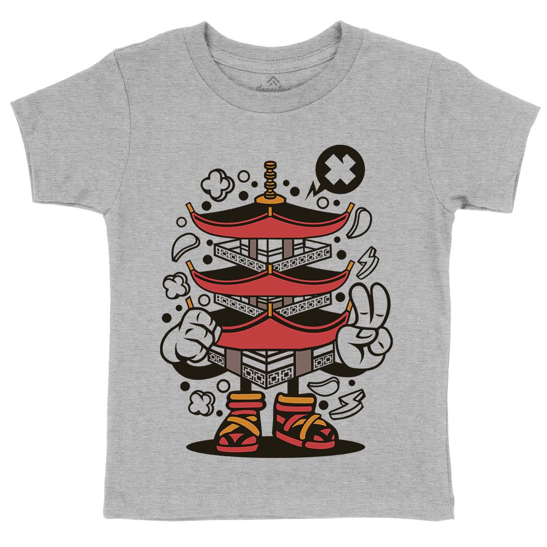 Pagoda Tower Kids Organic Crew Neck T-Shirt Asian C181