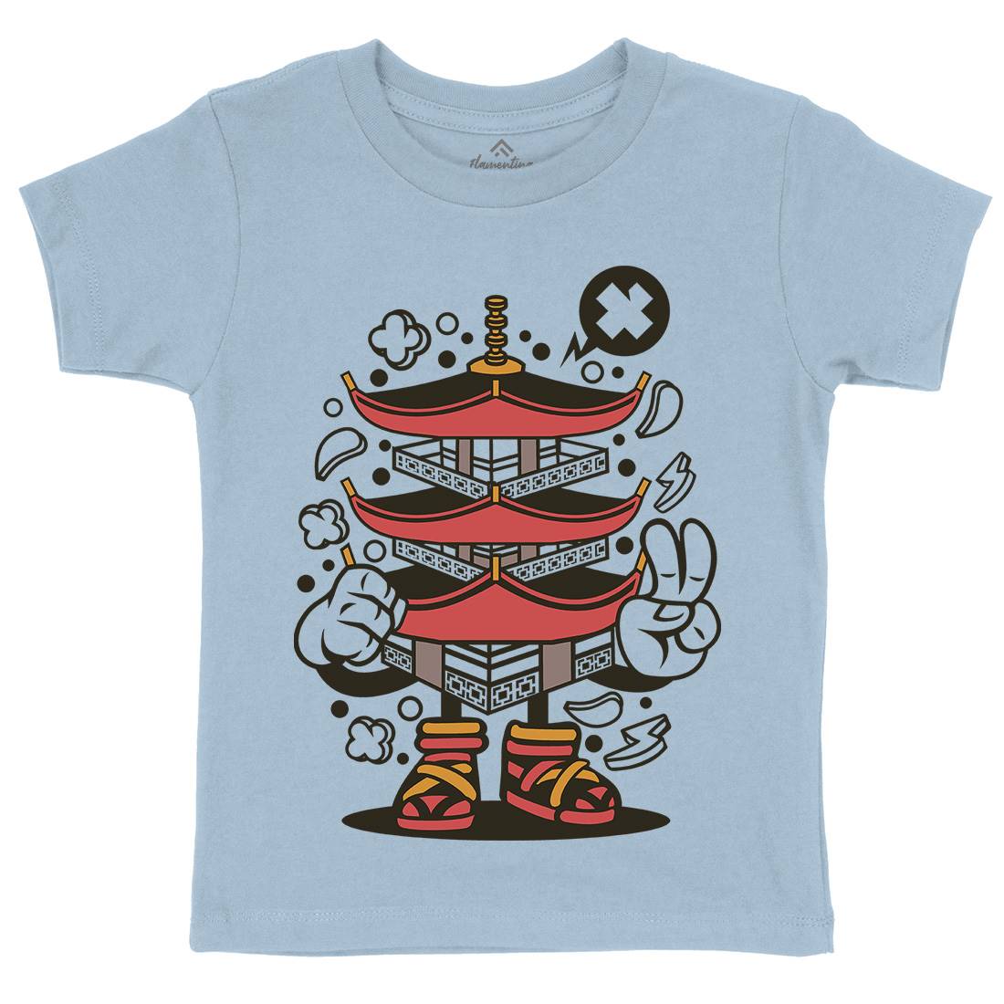 Pagoda Tower Kids Crew Neck T-Shirt Asian C181