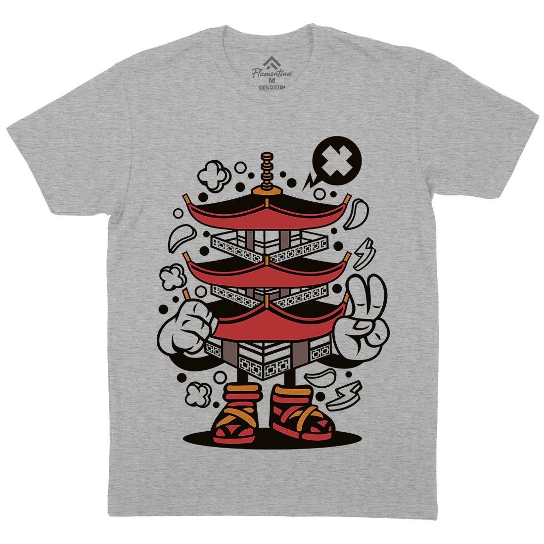 Pagoda Tower Mens Organic Crew Neck T-Shirt Asian C181