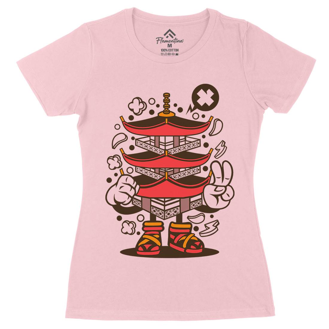 Pagoda Tower Womens Organic Crew Neck T-Shirt Asian C181