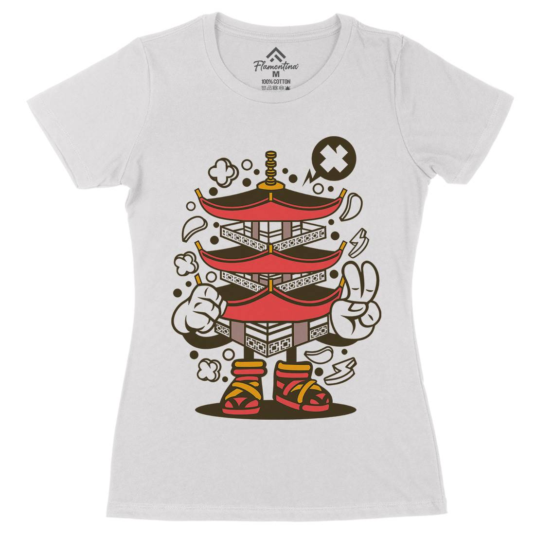 Pagoda Tower Womens Organic Crew Neck T-Shirt Asian C181