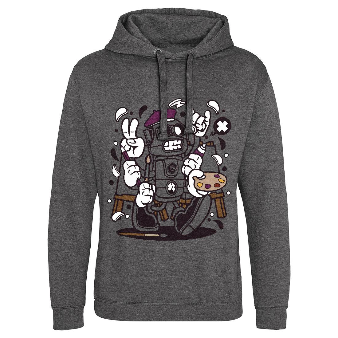 Painter Robot Mens Hoodie Without Pocket Retro C182