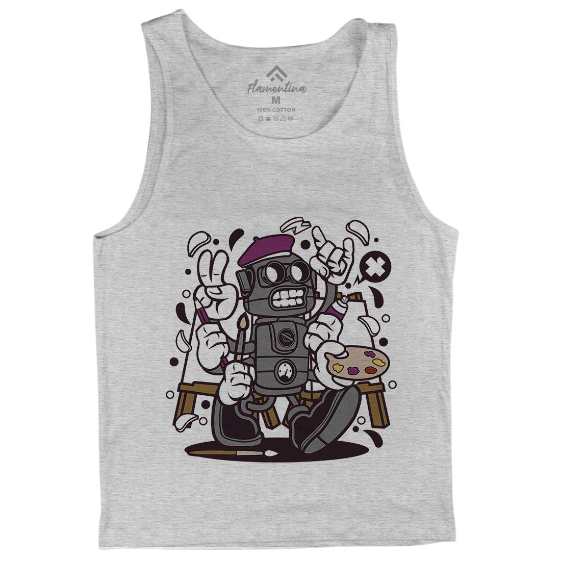 Painter Robot Mens Tank Top Vest Retro C182