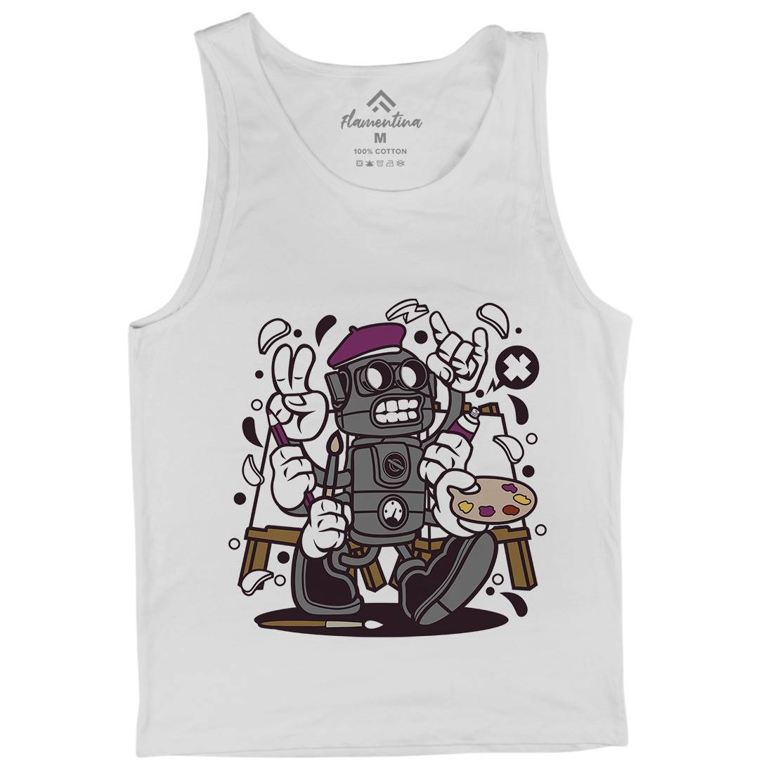 Painter Robot Mens Tank Top Vest Retro C182