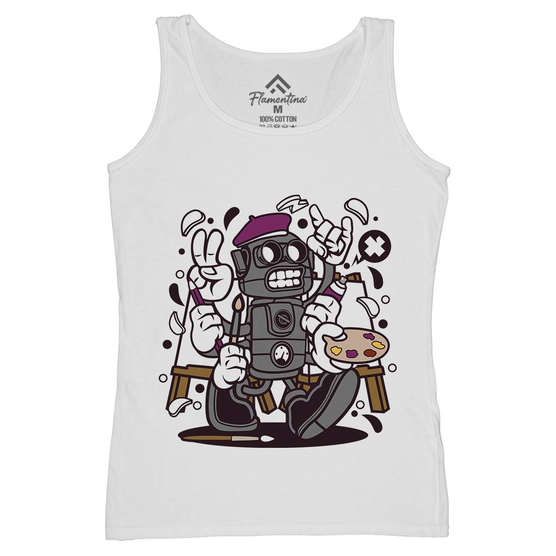 Painter Robot Womens Organic Tank Top Vest Retro C182