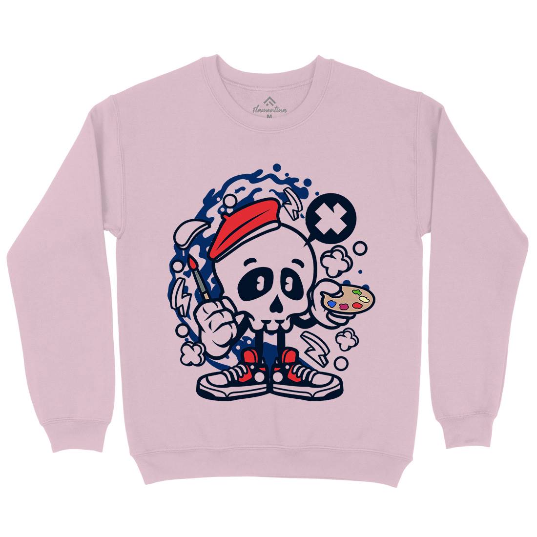 Painter Skull Kids Crew Neck Sweatshirt Retro C183