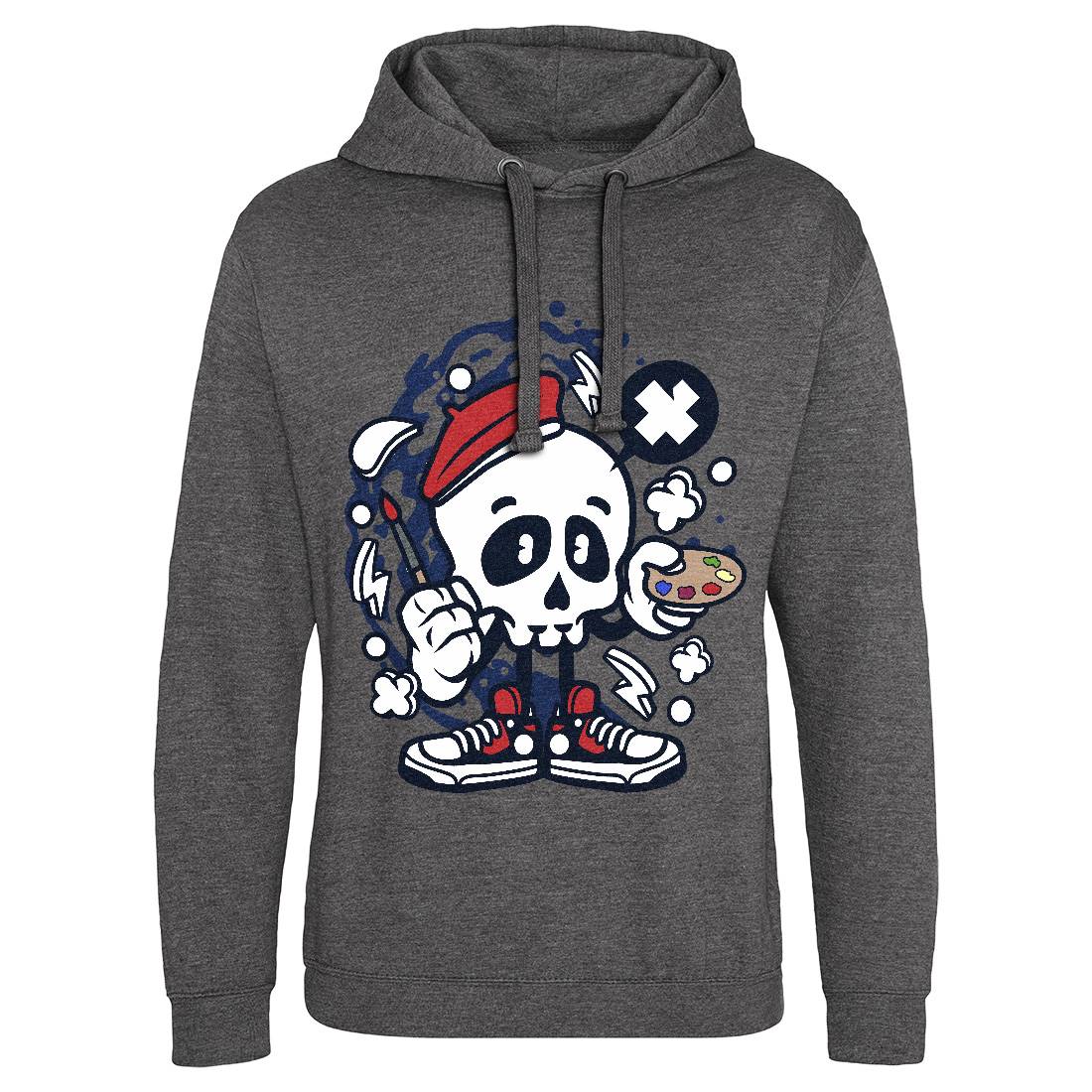 Painter Skull Mens Hoodie Without Pocket Retro C183