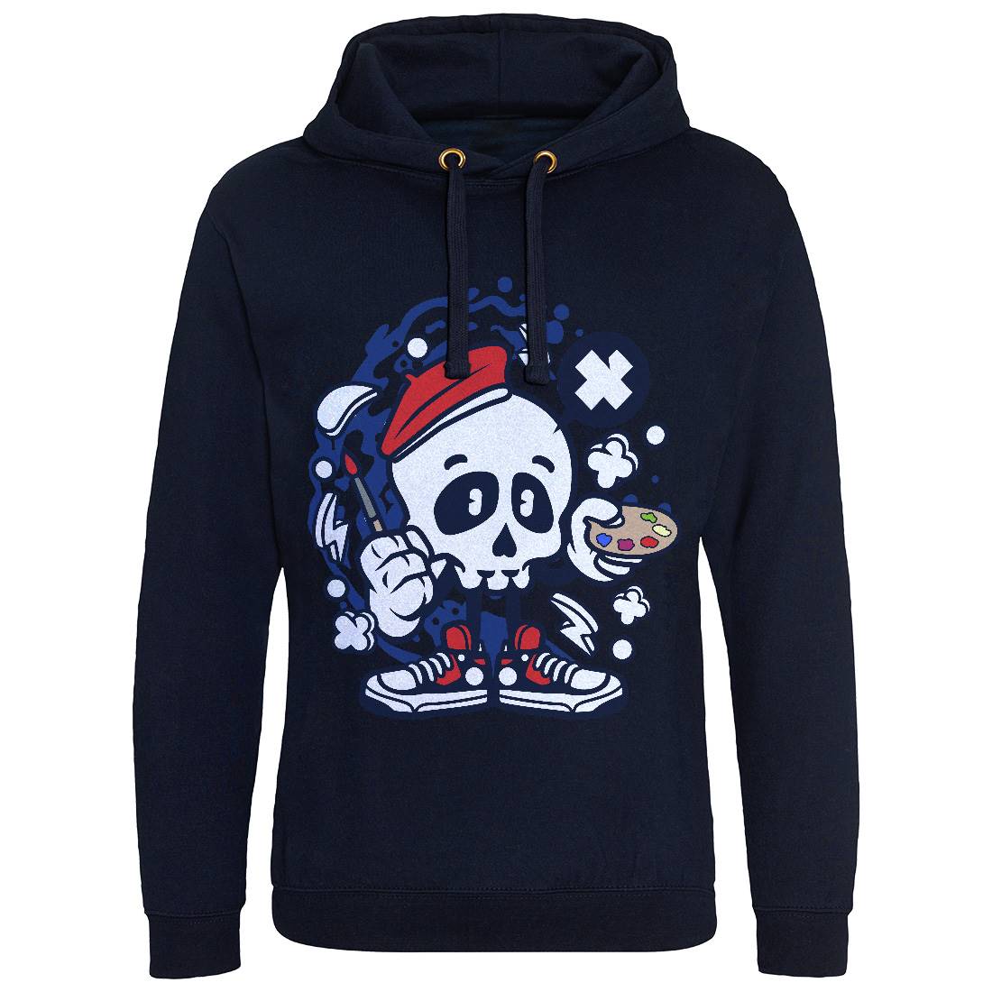 Painter Skull Mens Hoodie Without Pocket Retro C183
