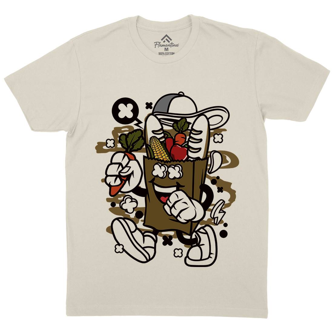 Paper Bag Mens Organic Crew Neck T-Shirt Food C184