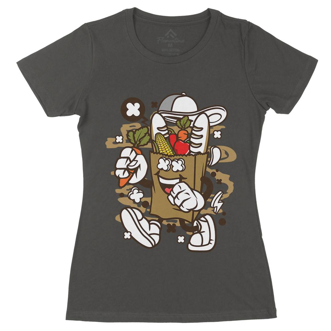 Paper Bag Womens Organic Crew Neck T-Shirt Food C184